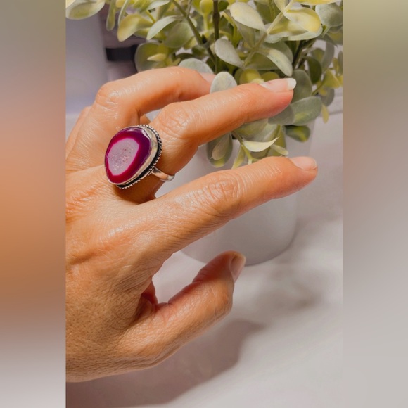 925 Sterling Silver Plated Pink gem women’s ring. SIZE 10 - Picture 13 of 17